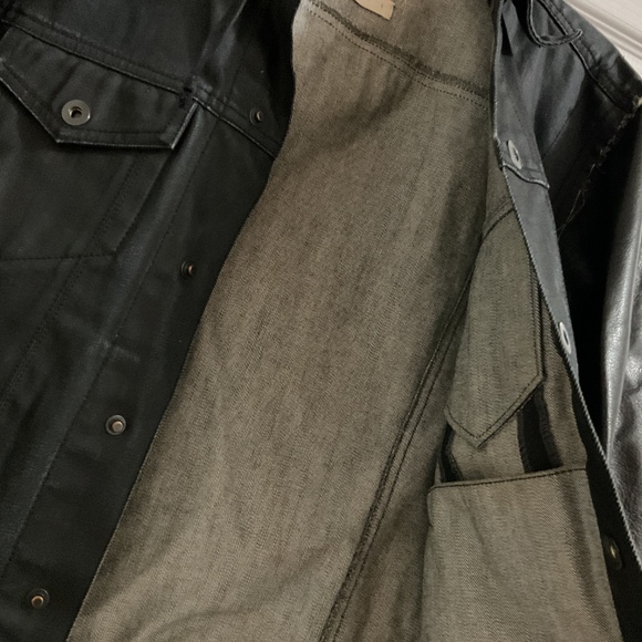 Men’s Gap En Noir Waxed Denim and Leather Biker Jacket, Large - Picture 6 of 9